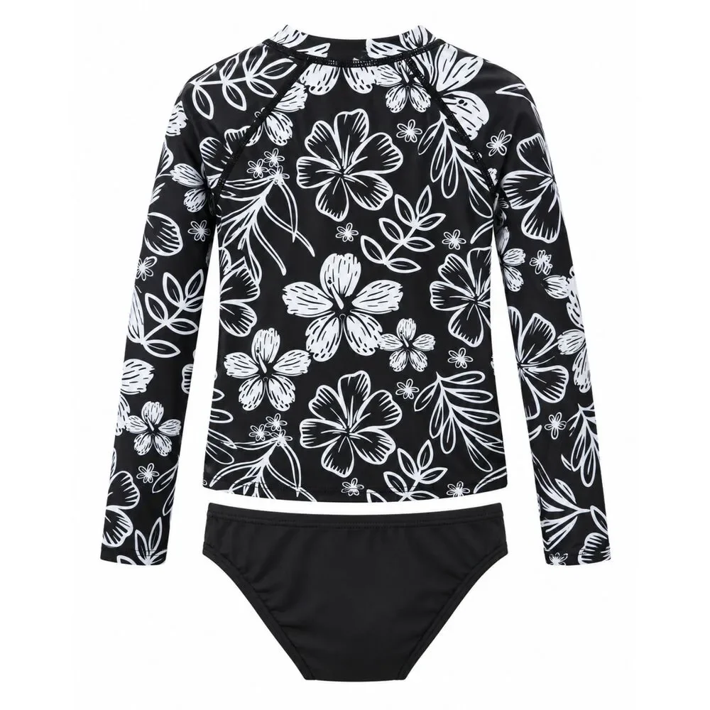 M 7/8 - Wonder Nation Girls 2-Piece Rash Guard and Swim Bottoms.